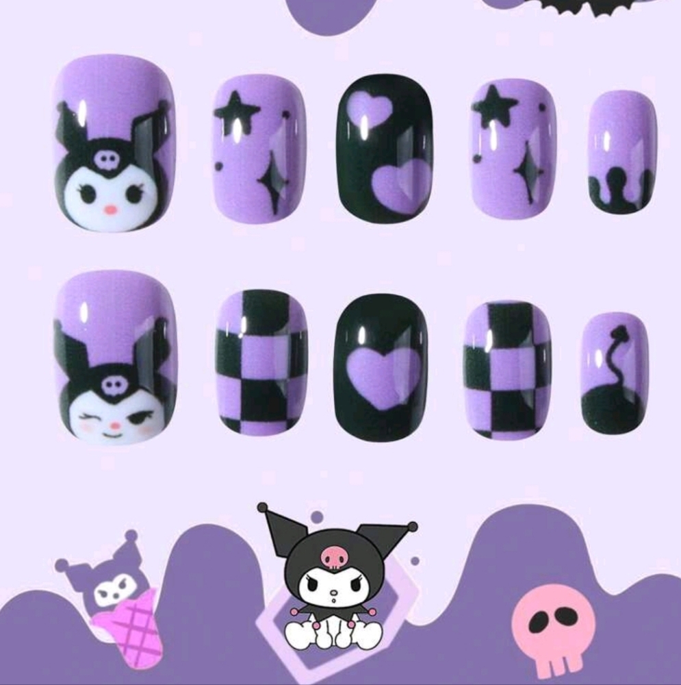 🌭♡Hello Kitty "Kuromi" Press On Nails